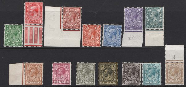 GB 1912 ½d - 1s Royal Cypher set of 14 (1x 9d) um sg351-396