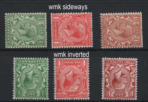 GB 1924 ½d - 1½d Block Cypher wmk sideways, ditto wmk inverted um sg418a-42
