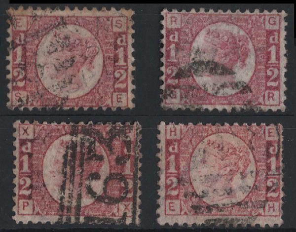 GB 1870 ½d plates 5, 6, 8 and 10 g-fu, sg48/9 c£210