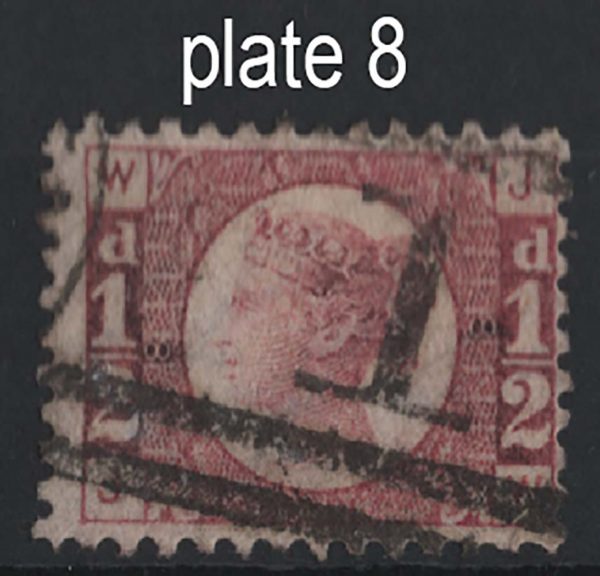 GB 1870 ½d plate 8 fu, sg48/9 c£120