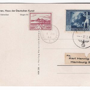 Jersey 1944 Postcard to Hamburg with German stamp with Feldpost cancel & 3d View