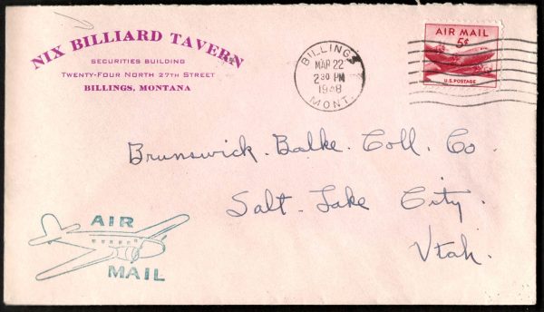 USA 1964 Neat advertising cover for NIX Billiard Tavern