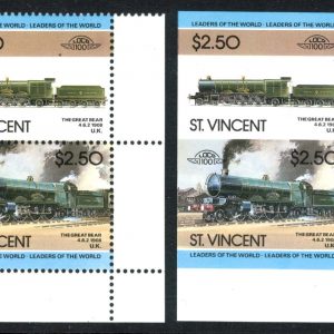 St Vincent Railway $2.50 imperf block of 4 unmounted mint with matching normal block