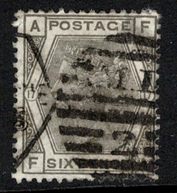 GB 1880 6d plate 17 watermark crown very good used sg161 cat £80