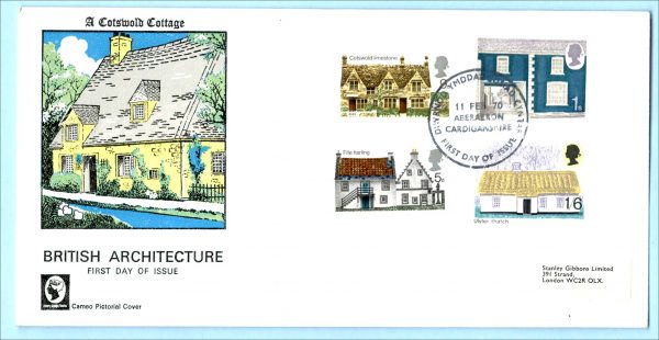GB 1970 Cottages FDC, Aberaeron FDI, Cameo cover - fine