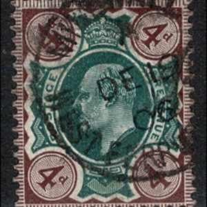 GB 1902 KEVII 4d dark green & chocolate-brown chalky paper fine used cds