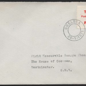 GB 1971 Strike Mail: TDR/PBS label on cover, addressed to MP at House of Commons