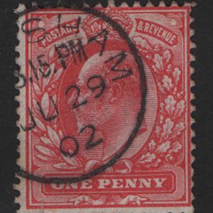 GB 1902 1d rose-carmine sg218 Spec M5(4) specialised shade very fine used cds