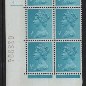 GB 1971 Machin OCP/PVA ½p cyl 4 no dot p4 unmounted mint