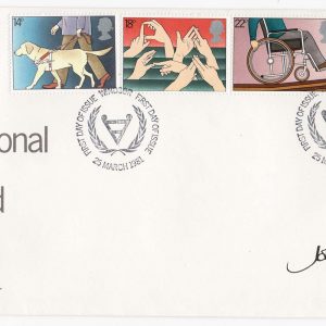 GB 1981 Year Of Disabled FDC signed John Gibbs, designer