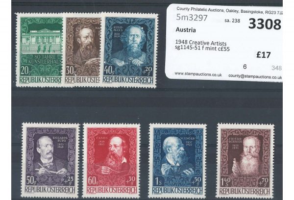 Austria 1948 Creative Artists set sg1145-51 f mint c£55