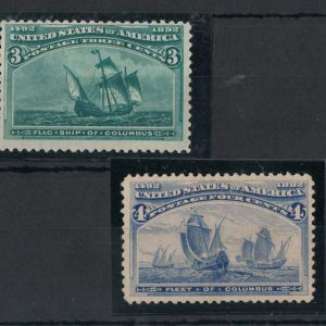 USA 1893 Columbus 3c green 4c blue vf mint Sc232-3 sg237-8 c£150