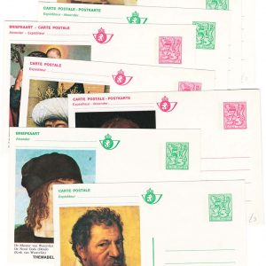 #048 Belgium 1975 THEMABELGA 5f - 7f Postal Stationery cards H&G479-86 fine unused