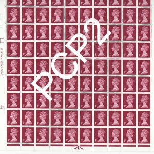 #604 GB 1971 1p PCP2 complete um 12 no dot sheet of 200