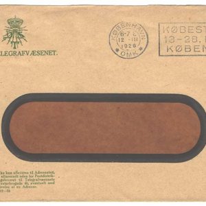 #109 Denmark 1926 10ö green/buff postal envelope with firm's advertising