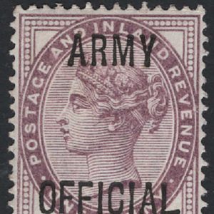 #667 GB Officials 1882 1d lilac Army Official sgO43 vf mint variety Thick foot to L