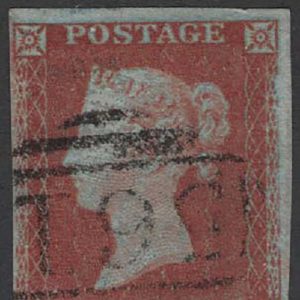#194 GB 1841 1d red plate 154 CB fu, 4 margins sg8  29