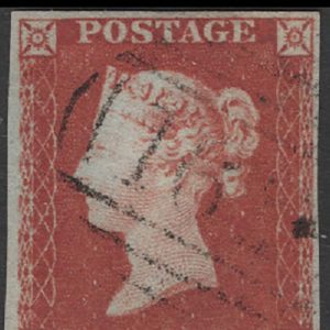 #196 GB 1841 1d red plate 156 QI vfu, 4 margins sg8