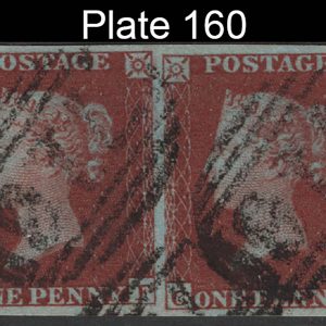 #201 GB 1841 1d red plate 160 CF-CG fu pair, 4 good margins, sg8