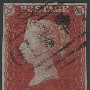 #202 GB 1841 1d red plate 161 EI vfu, 4 good margins sg8