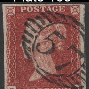 #204 GB 1841 1d red plate 163 OE vfu, 4 good margins, crisp '57' London numeral sg8
