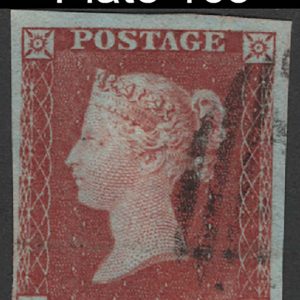 #205 GB 1841 1d red plate 163 OK vfu, 4 good-large margins, sg8