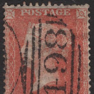 #257 GB 1854 1d red Large crown perf 14 cream tinted paper plate 47 HG, sg38