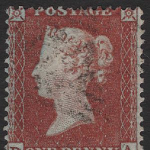 #239 GB 1854 1d red small crown perf 14 sg22 plate R5 DA, fu Spec C2 c£100