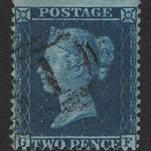 #254 GB 1854 2d blue large crown perf 14 plate 6 vfu sg35