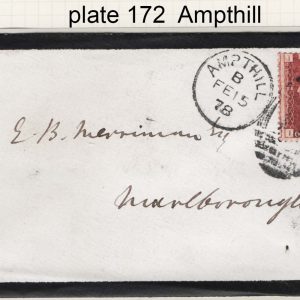 #273 GB 1858 1d red plate 172 fu on cover to Marlborough, Ampthill duplex