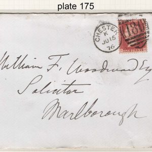 #274 GB 1858 1d red plate 175 fu on cover to Marlborough, Chester duplex sg43