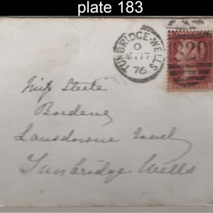 #278 GB 1858 1d red plate 183 fu on cover, Tunbridge Wells duplex sg43