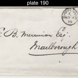 #279 GB 1858 1d red plate 190 fu on cover to Marlborough, Chippenham duplex sg43