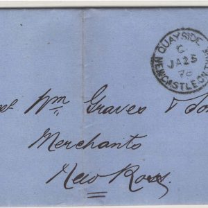 #317 GB 1870 ½d plate 6 fu on neat 1876 cover, Quayside Newcastle on Tyne code C