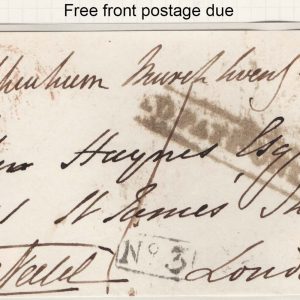 #154 GB 1834 Insufficiently clear 'free front' with boxed 'To Pay 1d Only'