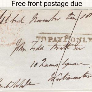 #153 GB 1833 Insufficiently clear 'free front' with boxed 'To Pay 1d Only'