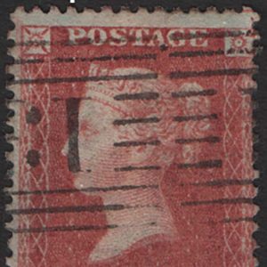 #246 GB 1854 1d red LC14 plate 26 GJ sg29 C8 vfu, crisp numeral possibly Leith experimental
