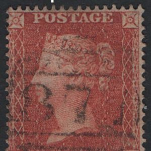 #235 GB 1854 1d red die 2 SC16 plate 10 TK vfu sg21 C4 small crown perf 16 c£75