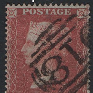 #236 GB 1854 1d red die 2 SC16 plate 12 LB vfu sg21 C4 small crown perf 16 c£90