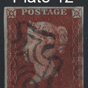 #178 GB 1841 1d red plate 12 OD fu, close-good margins, neat MX c£90 sg8