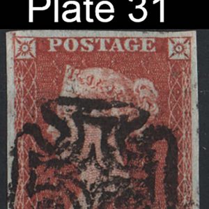 #182 GB 1841 1d red plate 31 PA vgu, distinctive Greenock MX (double strike)