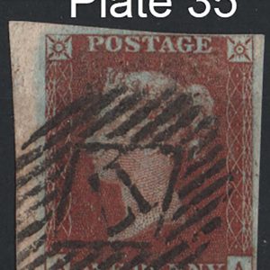 #186 GB 1841 1d red plate 35 AA fu, close-good margins, late usage, London 17