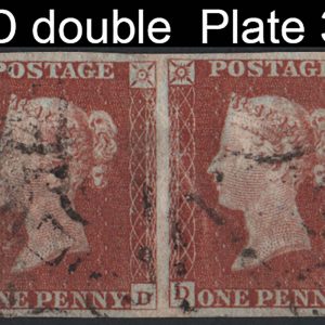 #187 GB 1841 1d red plate 36 DD-DE pair fu, DD double letter variety, good margins