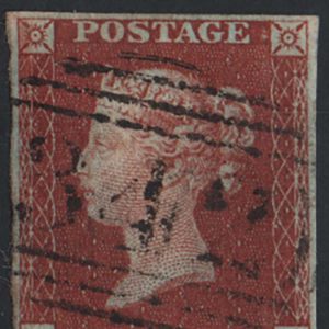 #214 GB 1841 1d deep red-brown plate 41 MG vfu, 342 numeral cancel, good margins