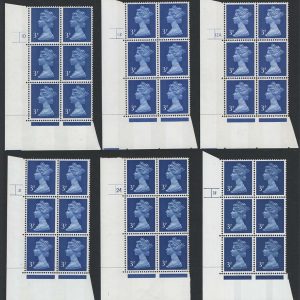 #587 GB 1971 Machin um FCP/PVA cyl blks: 3p 2B 10 p7, 12 p13, 12A p13, 21 p17, 24 ++