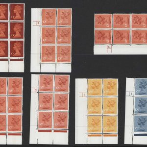 #600 GB 1971 Machin um PCP/PVAD cyl blk range: incl 10p 5A4B p1, 10p CB cyl 2 p20 +