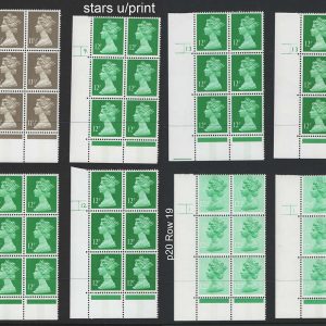 #601 GB 1971 Machin um PCP/PVAD cyl blk range: incl 11½ cyl 1 p31, 12p Stars u/prnt +