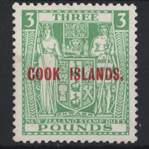 #093 Cook Is 1936 £3 postal fiscal, vf mint sg123b c£450