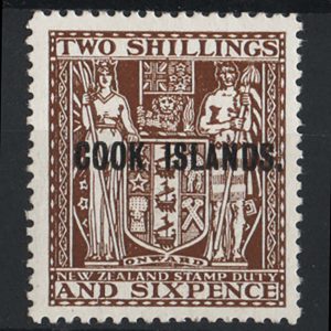#095 Cook Is 1943 2/6d postal fiscal multiple wmk vf mint sg131 c£140