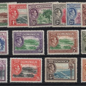 #113 Dominica 1938 ¼d - 10s set of 15 vf mint sg99-109a c£90